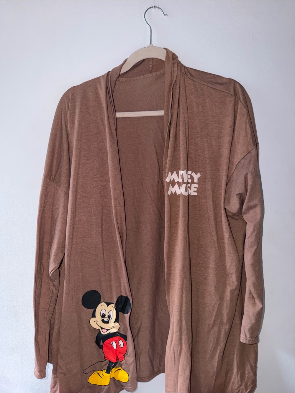 Mickey Mouse Brown Open Cardigan - Graphic Disney Shirt
